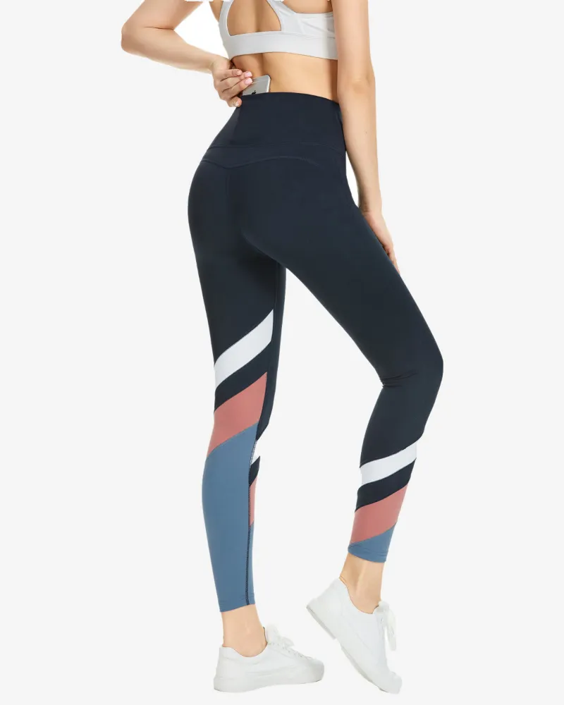 QUEENIEKE Buttery Soft Tights Leggings 90307 with color-block stripes