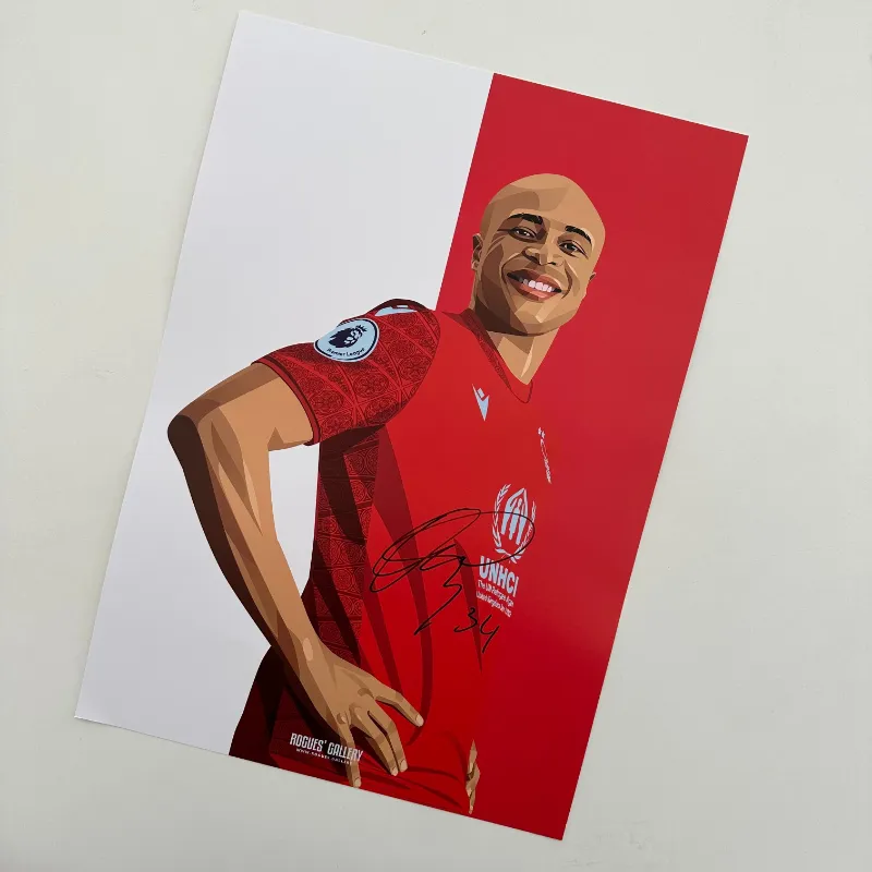 Rogues Gallery signed Andre Ayew red and white A3 print