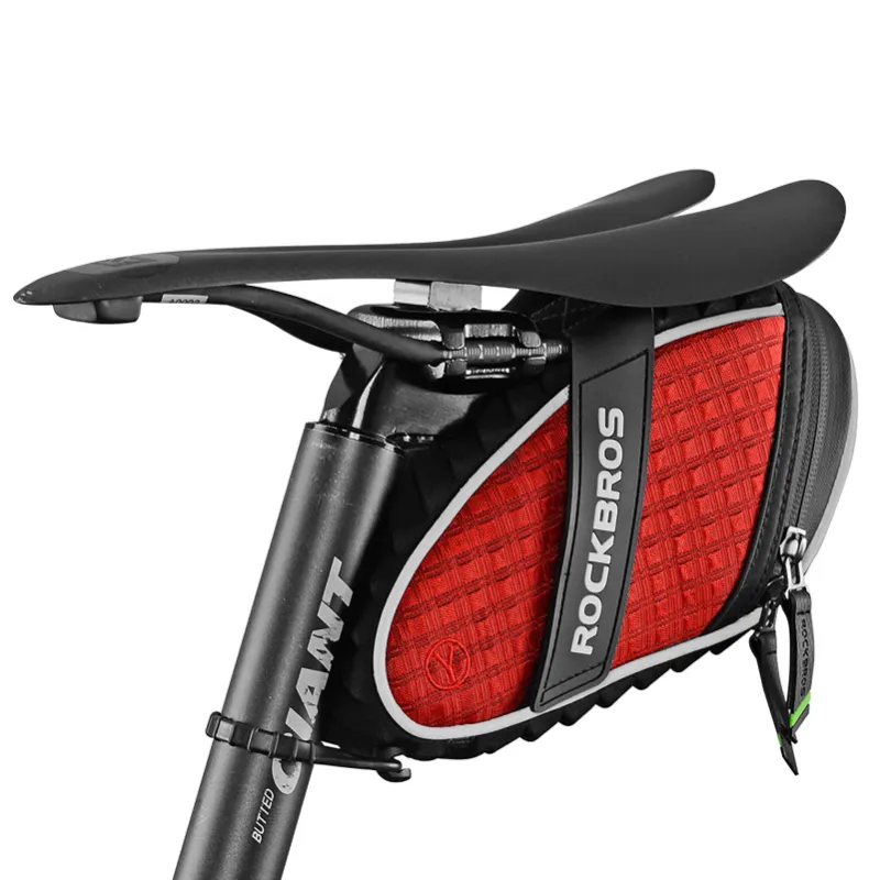 RockBros US 3D Shell Bike Saddle Bag Under Seat Storage Pack mounted beneath bicycle seat