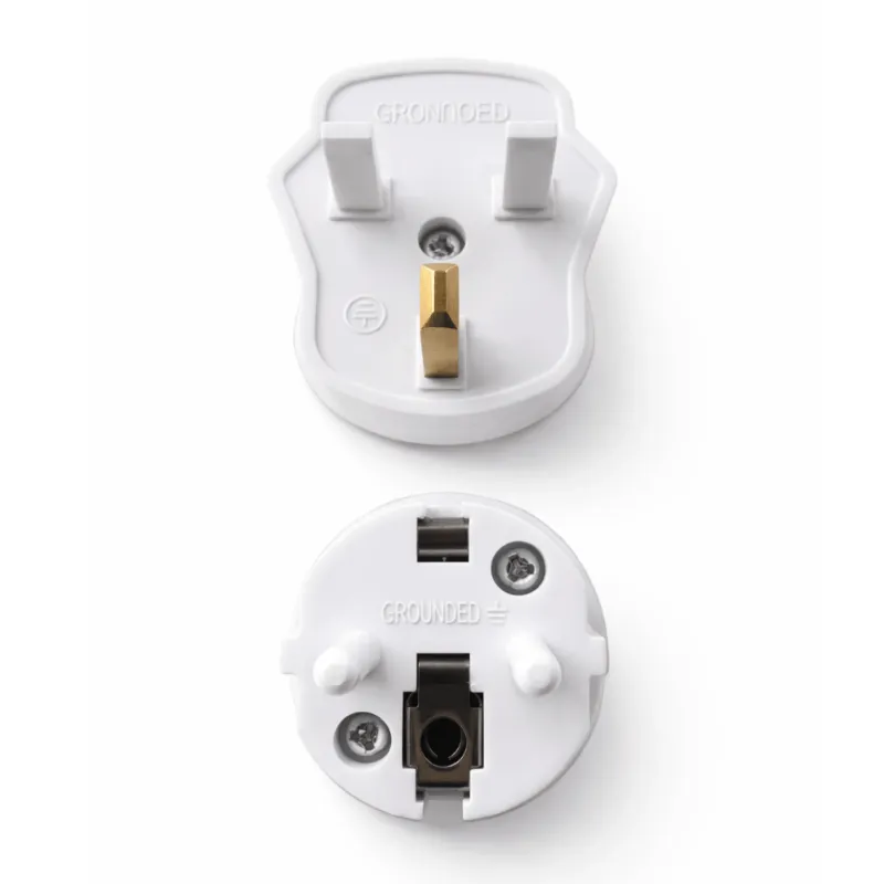 Premium Grounding International Plug, white adapter plug for UK or EU outlets