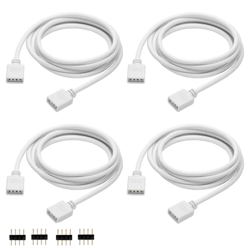 AIBOO 4 PIN RGB led connector Extension Cable Cord Wire 4 pin connectors for SMD 5050 3528 RGB LED Strip