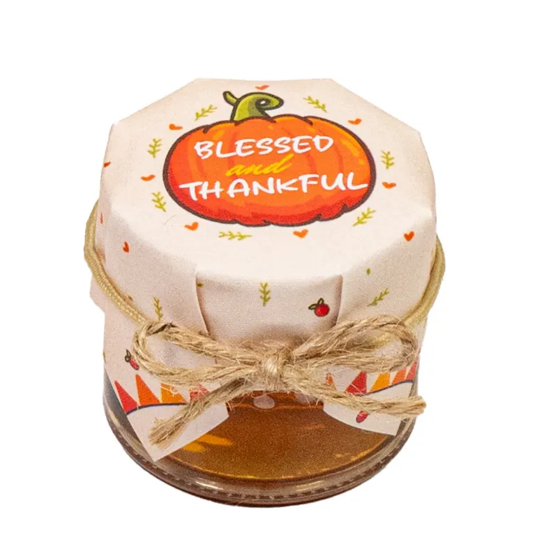 HoneySpree Blessed Thanks mini honey jar in gold tones