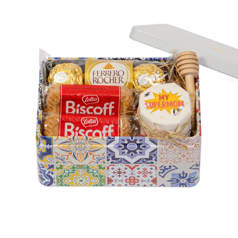 HoneySpree Supermom Sweet Treat Tin with honey jar cookies and accessories