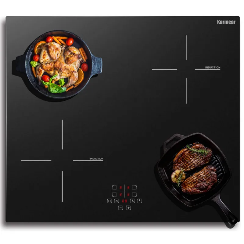 Karinear Appliances 24 Inch 4 Burner Drop in Induction Cooktop, black glass surface with digital touch controls