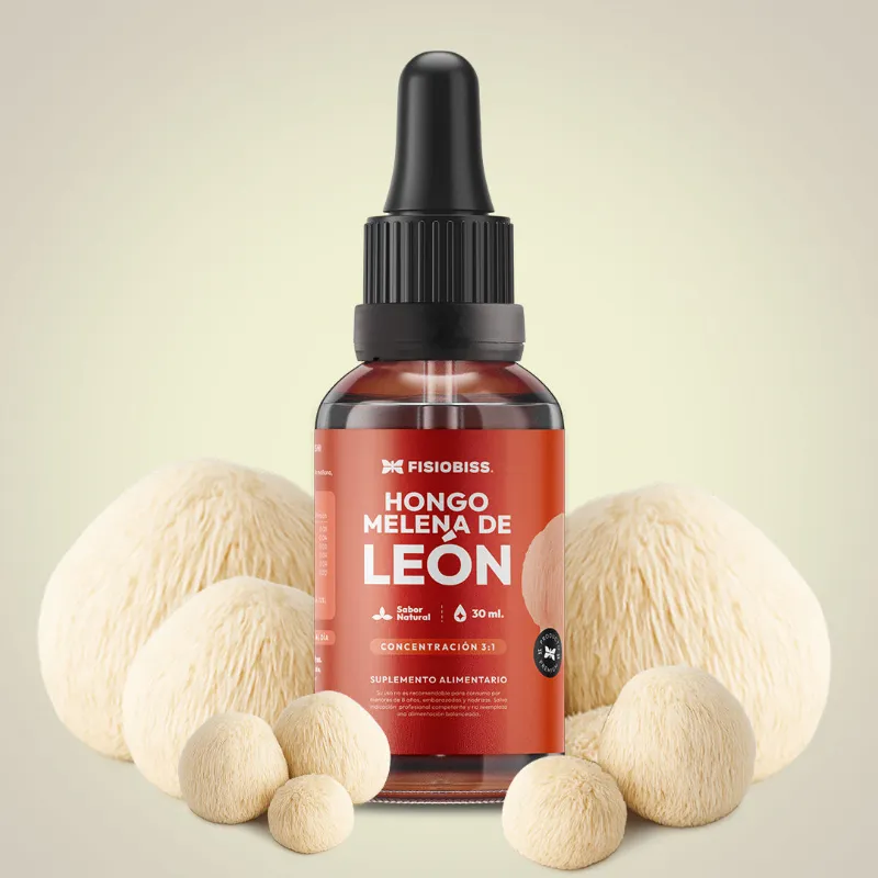 Fisiobiss Melena de León liquid extract bottle for focus and vitality