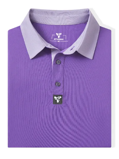 DTWOOO Men's Tech Pique Performance Polo in purple, full front view