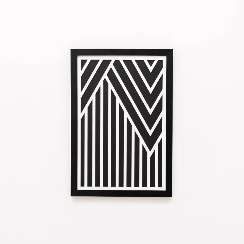 Enjoy The Wood 2D Framed Wall Art Mountains 2 stacked geometric peaks in black frame