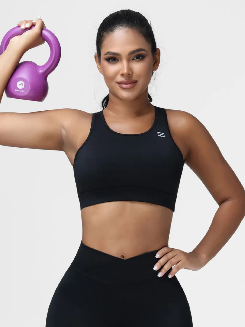 Zuluzenith Cut Out Backless Sports Bra with open-back design and removable pads