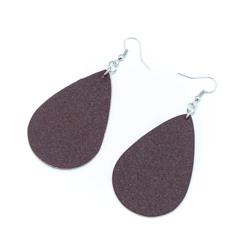 Corkadia Beautiful Drop Shaped Cork Earrings, drop-shaped earrings covered in natural cork with zamak accents