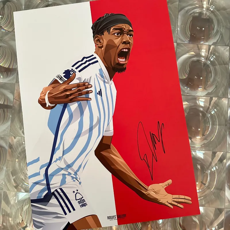 Rogues Gallery Anthony Elanga: Off The Mark signed print, red and white design