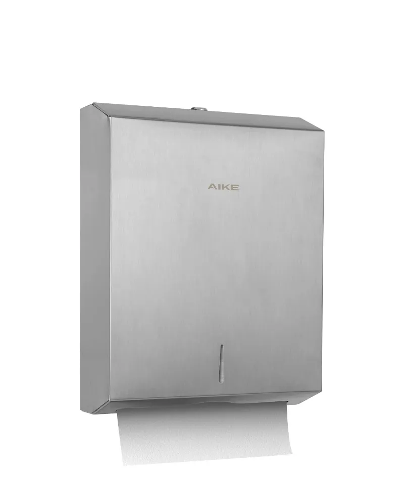 AIKE 400 Sheets Multifold Paper Towel Dispenser with Lock, Large Capacity Commercial Stainless Steel Wall Mount Tissue Dispenser AK5181