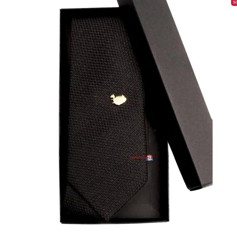 Nammi Black Tie stylish Icelandic necktie with gold pin in gift box