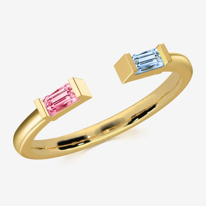 FabuLove Duo Birthstone Ring showing a ring with two colored birthstones
