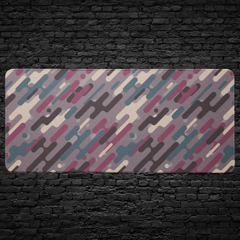 CruArt Abstract Geometric Desk Mat showing anime girl in leather jacket in urban setting