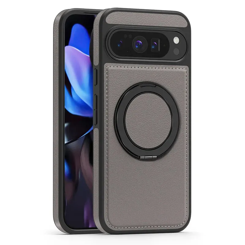 The Pixel Case Leather Ring Case with Stand For Pixel displaying metal ring and leather finish
