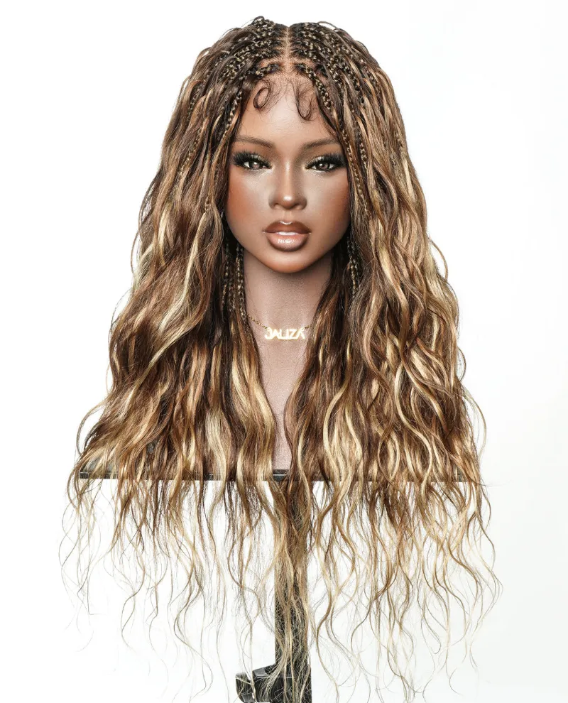 Jaliza Faithfully Asia Design 26 inch Balayage Color 4-30-27 Glueless Body Wave Bora Bora Boho Box Braided Wig