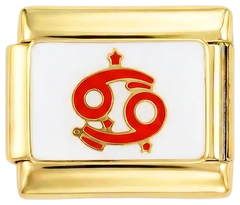 Charms Official Cancer red on Gold zodiac charm for bracelet