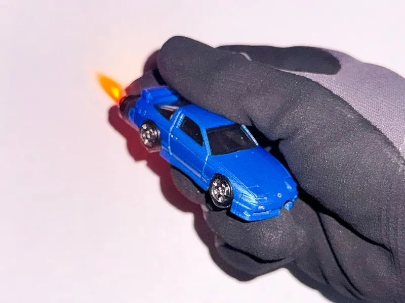 SoCal Divinity Fast and Furious Nissan 180SX Refillable Lighter showing custom car design