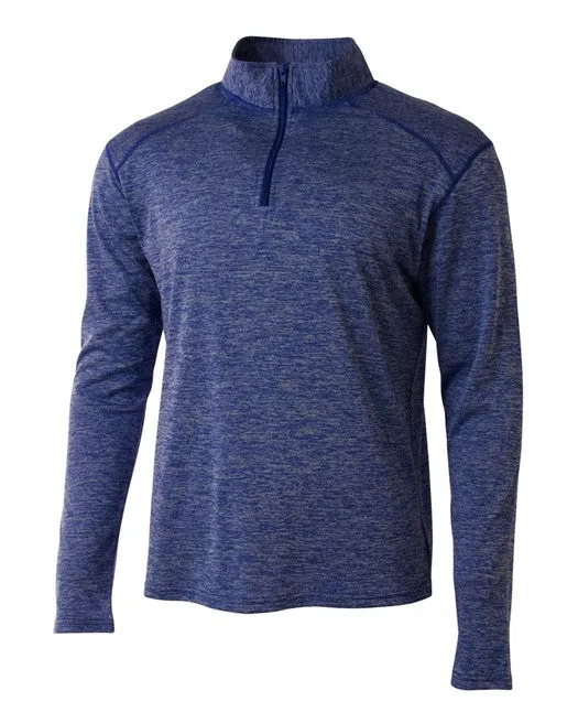 Do It Tennis A4 Men's Inspire Quarter Zip Long Sleeve Tennis Warm-Up Top (Royal) - royal blue athletic top