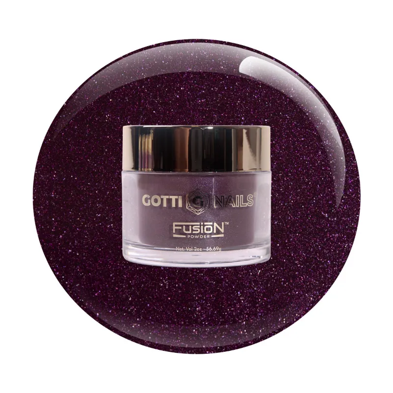 Gotti Nails #31F Fusion Powder Sparkle with Care in vibrant grape with violet pearl glitter