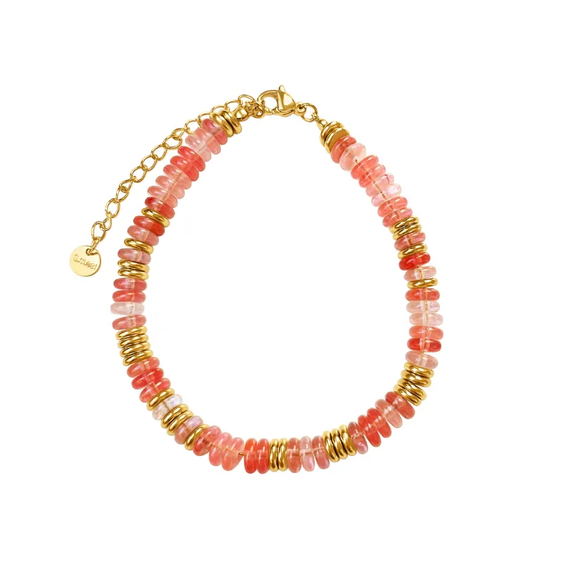 DORSYA Amalfi Watermelon Quartz Beaded Bracelet with pink and red gemstone beads