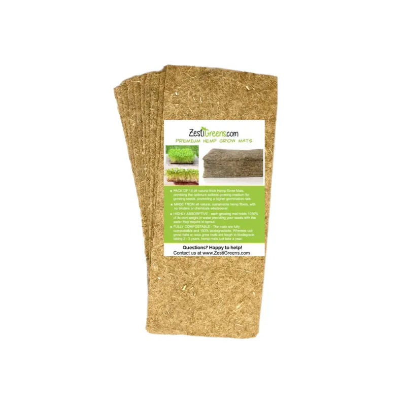 ZestiGreens Hemp Mats, 10-pack of natural hemp grow mats for microgreens