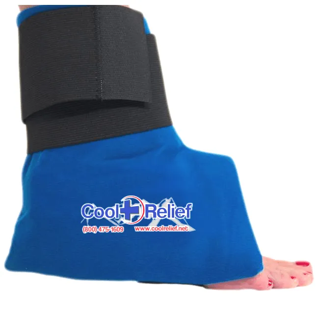 Cool Relief Ankle Ice Pack cold compression wrap worn on foot and ankle