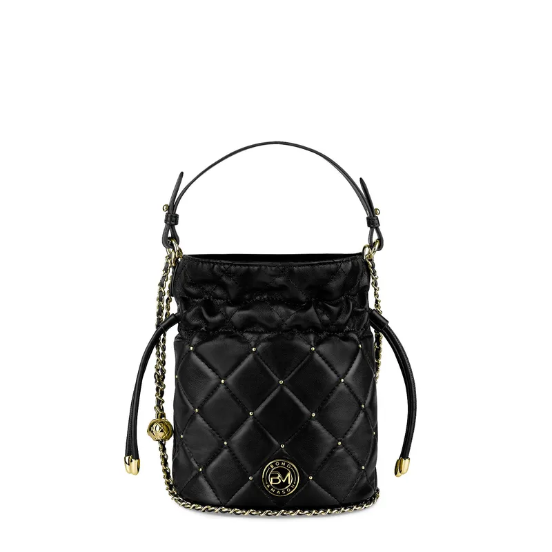 Bond & Mason The Madeline Crossbody Bag (Black) showing black vegan leather crossbody bag