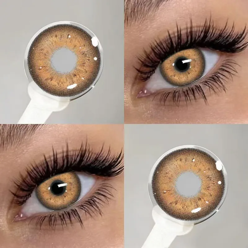 EYESFAV Encounter Brown 6 Months colored contact lenses showing a warm amber-brown tint