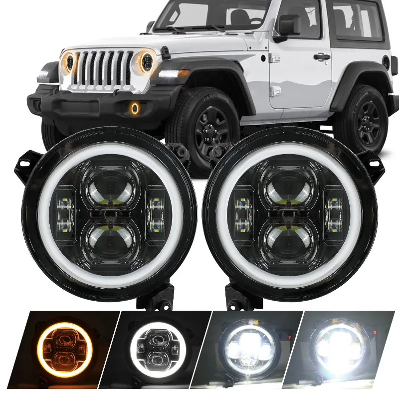 Sunpie 9 inch LED Headlights Built-in White DRL & Amber Turn Signal for 2018-2026 Jeep Wrangler 4xe JL/JLU Jeep JT Gladiator