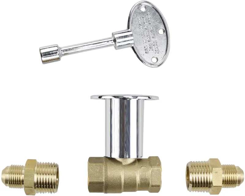 GrillPartsReplacement 1/2 inch 90K BTU straight quarter-turn shut-off valve kit with polished chrome flange