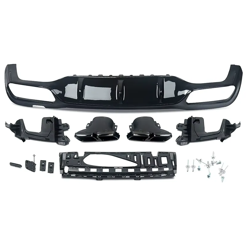 Twenty Two Tuning 63 style gloss black rear diffuser with exhaust tips for Mercedes E-Class W213