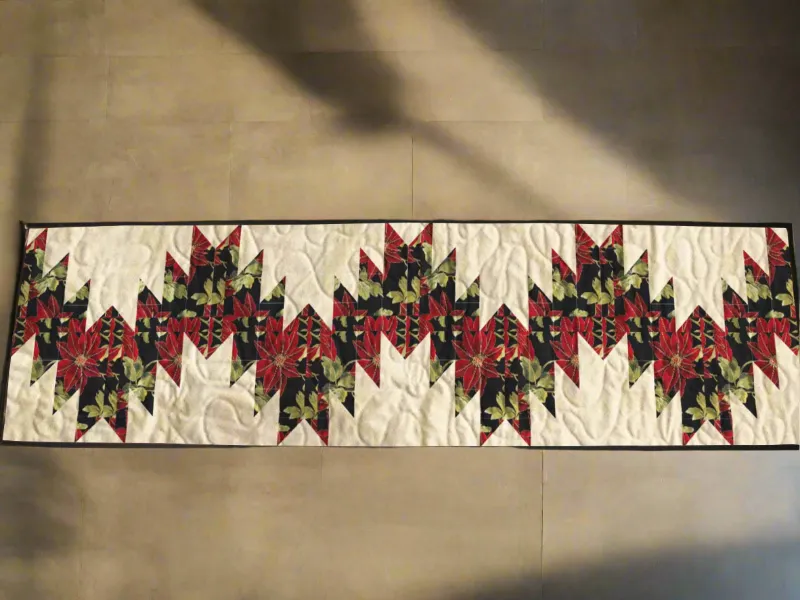 Boho Blanket Floral Festivity Quilt Pattern, a long floral quilt design with layered texture and bold shapes
