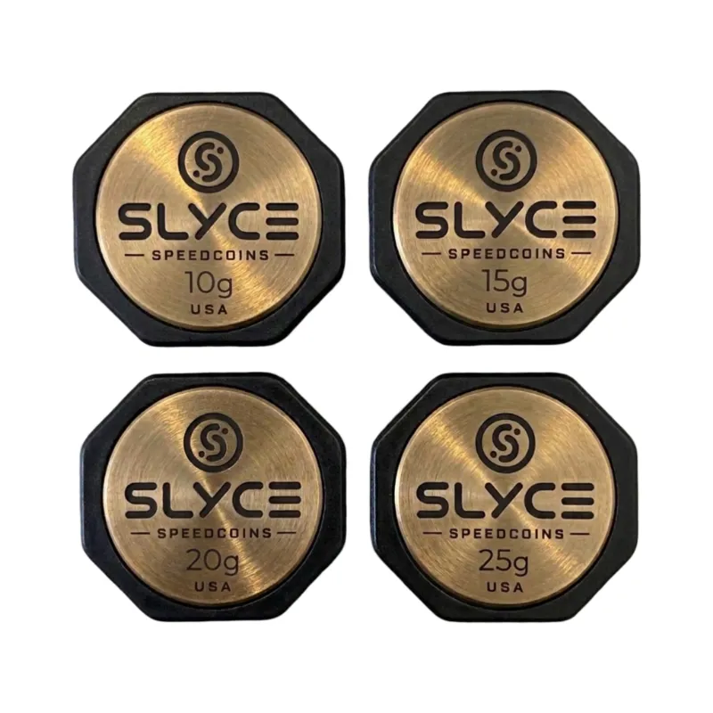 SLYCE Sport SpeedCoins pickleball paddle handle tuning weights in solid brass