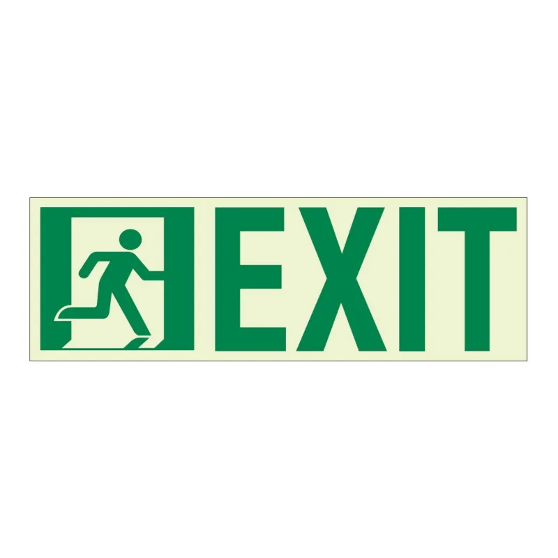 Ecoglo door-mounted running man exit path marking sign with 3M double-sided tape