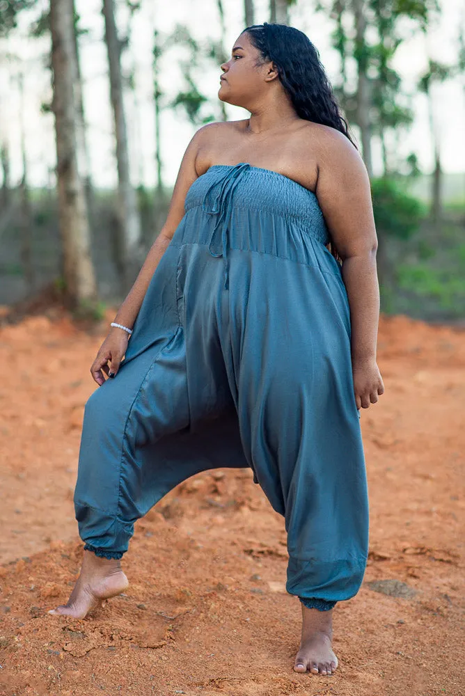 Hippie Pants Plus Size Gray Classic Pants, soft harem pants shown front