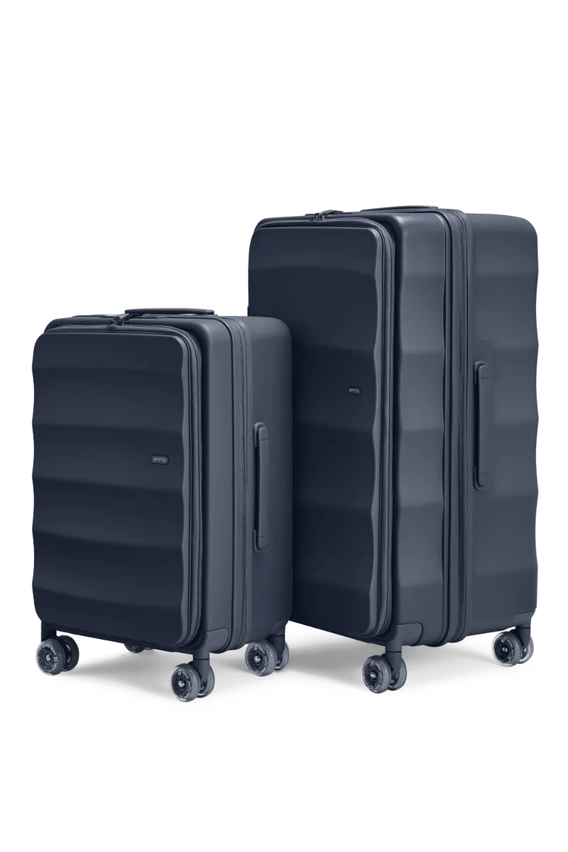4MYTU Tank Max Suitcases in Navy, two-piece luggage set with carry-on and check-in trunk