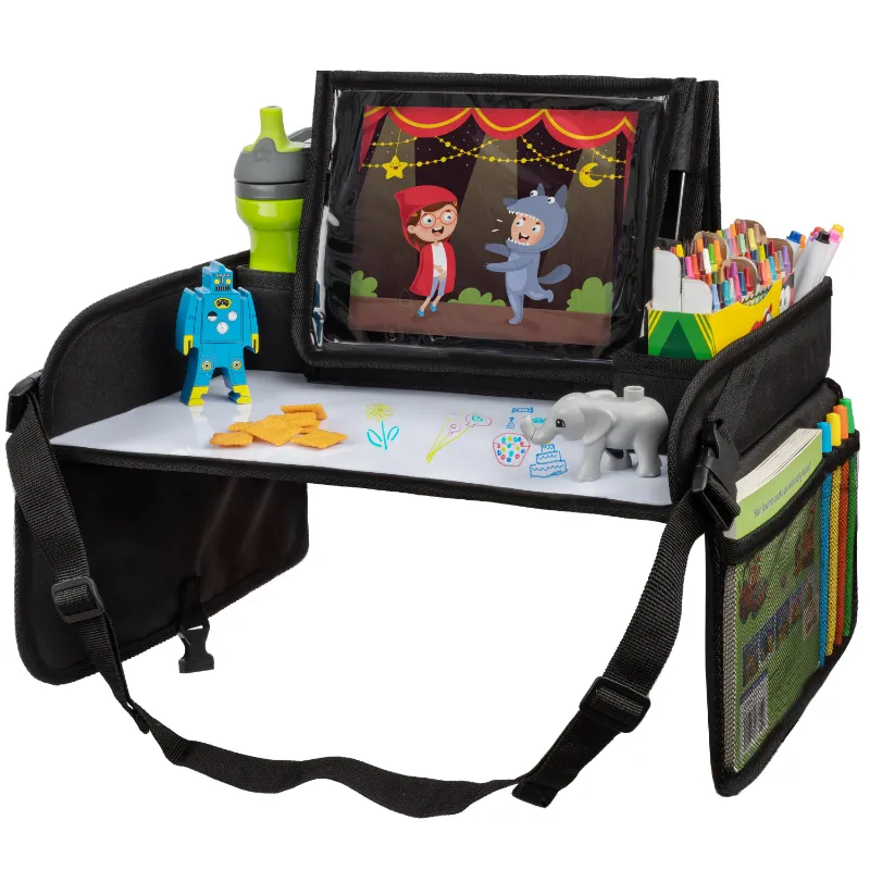 Lusso Gear Kids Car Travel Tray attached to car seat