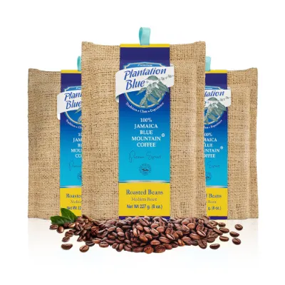 Plantation Blue Coffee Plantation Blue 100% Jamaica Blue Mountain Coffee Whole Beans Bundle three 8oz packs