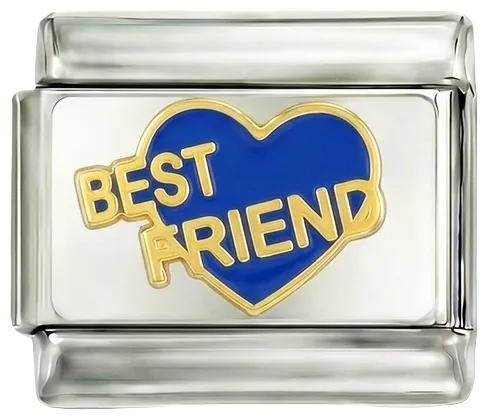 Charms Official Blue Heart, Best Friends on Silver charm with blue enamel heart detail