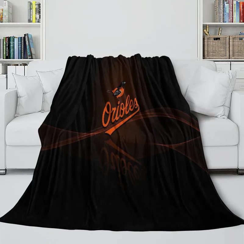 EBuycos Baltimore Orioles Blanket Flannel Throw Room Decoration, orange and black team colors on soft fabric