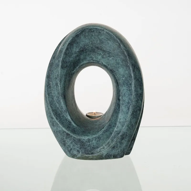 Pulvis Art Urns Cast Bronze Cremation Urn The Passage in green patina finish