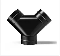 Mass Hydroponics AC Infinity steel 3-way duct splitter, 6-inch showing Y-shaped connector with powder coat finish