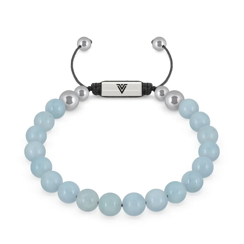 VOLTLIN Aquamarine Shambala Bracelet on a black nylon cord