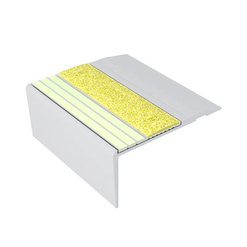 ComposiGrip Ecoglo F4151 photoluminescent flat stair nosing with yellow insert