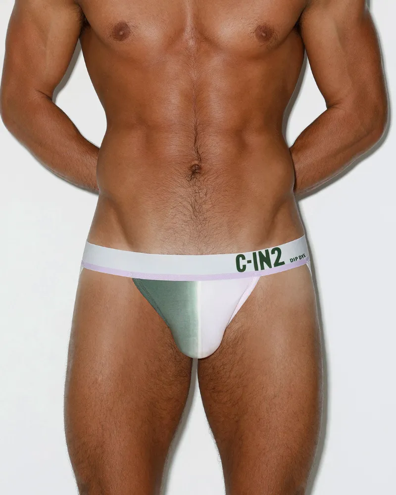 C-IN2 Dip Dye Jock Lilac Green, green-lilac gradient jock displayed flat