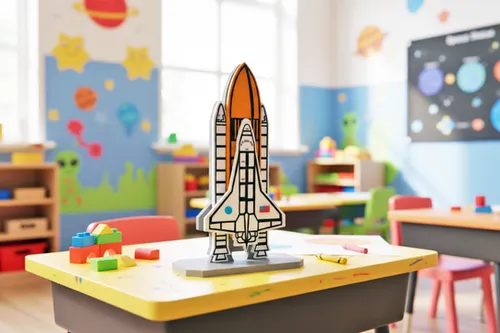 Fun House Toys Space Rocket Shuttle Puzzle & Display Model showing buildable shuttle components