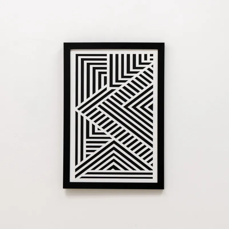 Enjoy The Wood 2D Framed Wall Art Geometry sharp angular black and white design