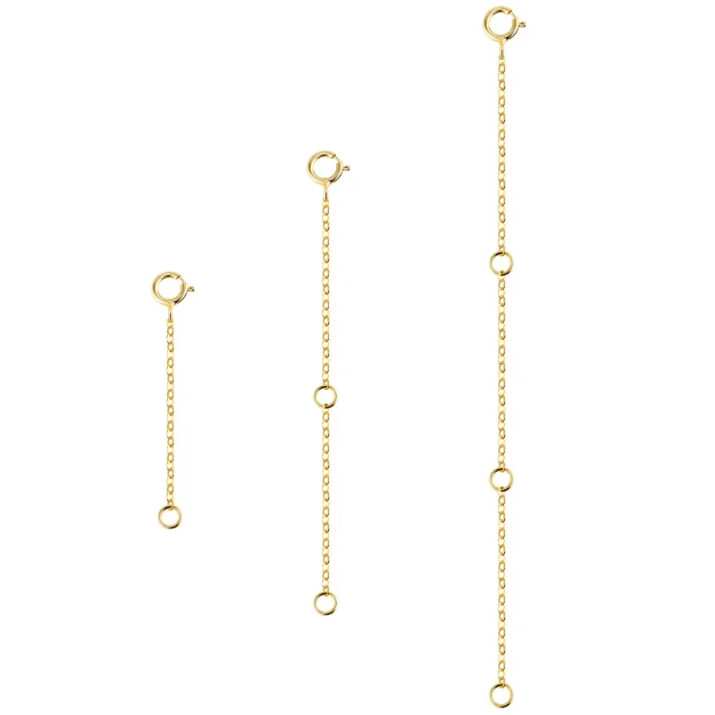 Alexcraft Gold Plated Flat Cross Chain Necklace Extender Set with three length options