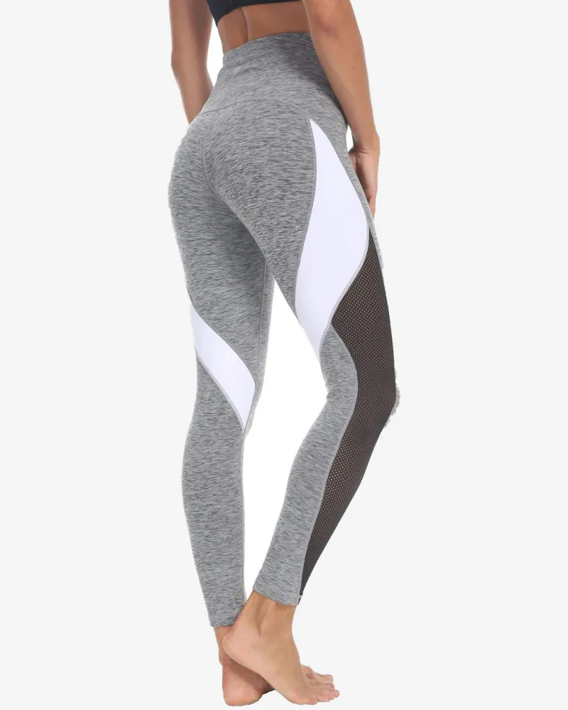 QUEENIEKE 25 Mesh Workout Running Leggings 8030, full-length mesh leggings with visible pocket detail
